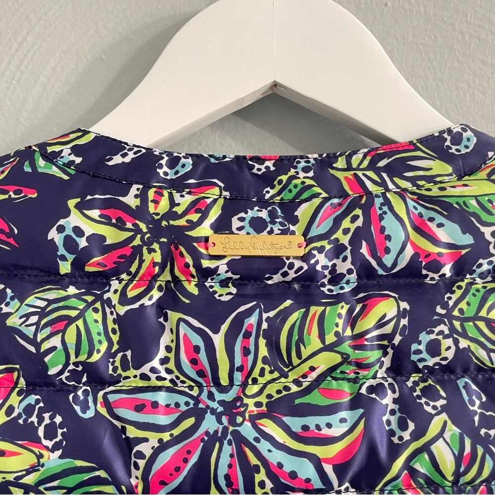 Lilly Pulitzer Lilah reversible quilted down zip jacket XXS collarless gorpcore - Picture 7 of 16